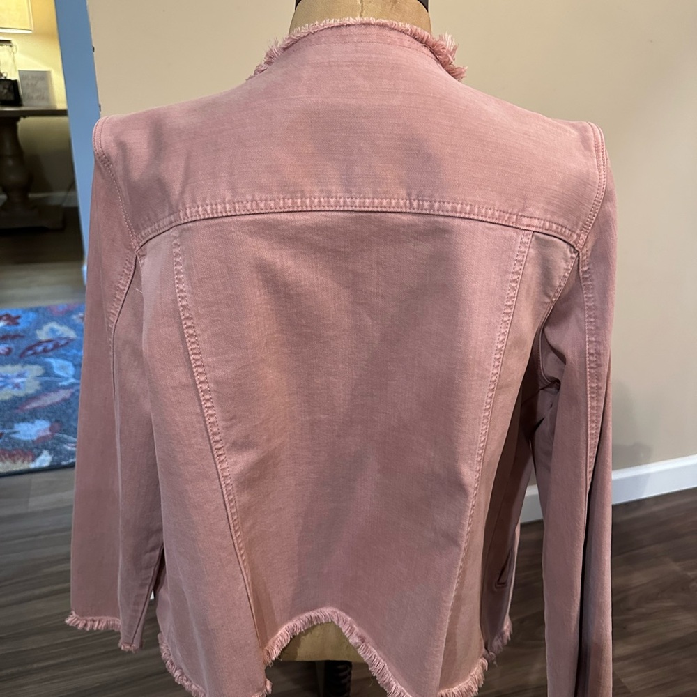 Liverpool Light Pink Frayed Jean Jacket - Picture 3 of 4